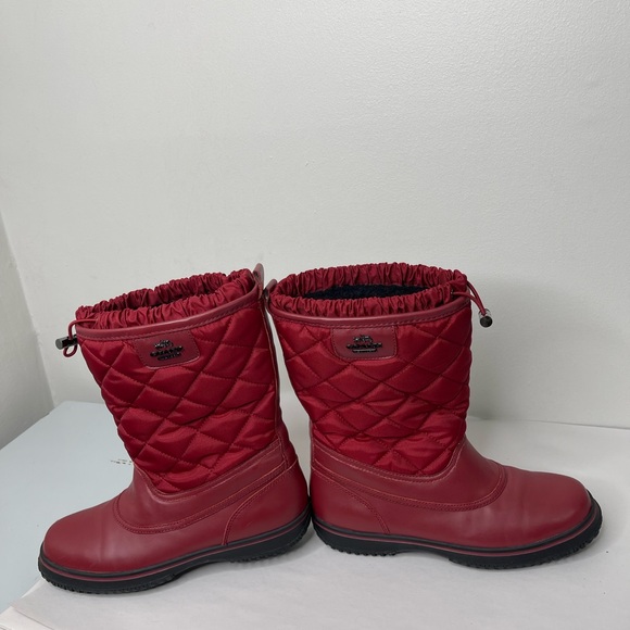 COACH Women’s Samara Quilted Winter Boots RED WINE Size 7.5 Designer Worn Once - Picture 4 of 7